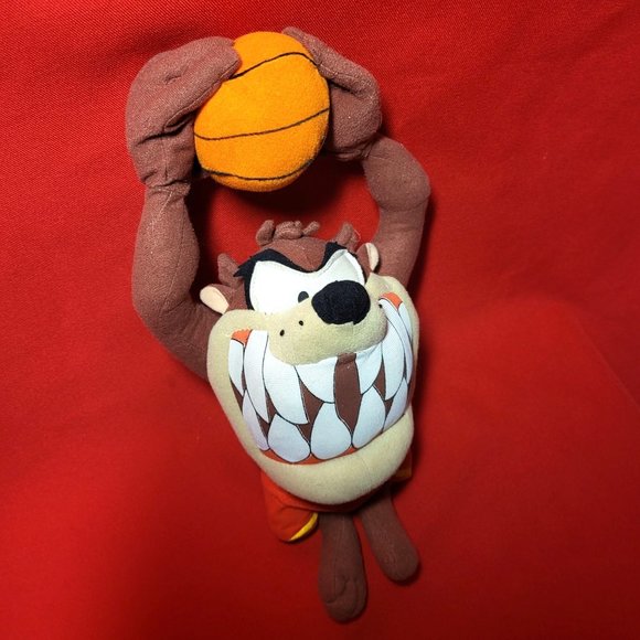 Nanco Looney Tunes Space Jams Taz Basketball Slam Dunking Plush 10" 2010 - Picture 7 of 12